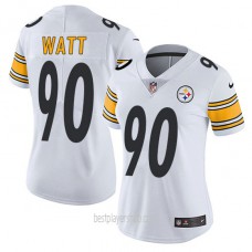 Womens Pittsburgh Steelers #90 Tj Watt Authentic White Vapor Road Jersey Bestplayer